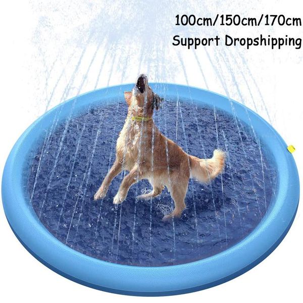 

kennels & pens 150/170cm pet play sprinkler pad cooling mat outdoor swimming pool inflatable water spray summer cool dog bathtub for dogs