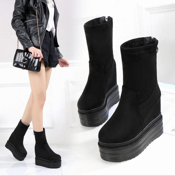 

boots women's winter black platfrom boot women fashion shoes thick high heel