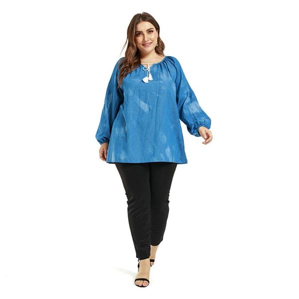

plus size t-shirt Â 2021Â springÂ autumnÂ plusÂ sizeÂ Â forÂ womenÂ largeÂ blouseÂ casualÂ looseÂ longÂ sleeveÂ denim blueÂ t shirt for fat chemisier, Black