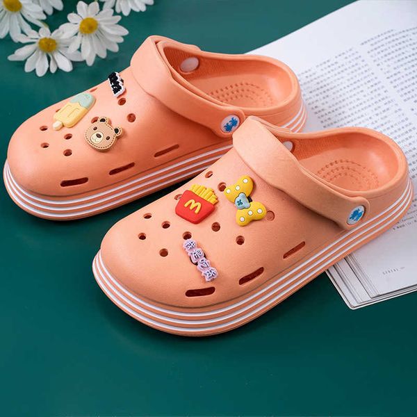 

mingya dongdong shoes women's fashion 2022 new thick nurse baotou slippers wear soft bottomed comfortable beach sandals, Black