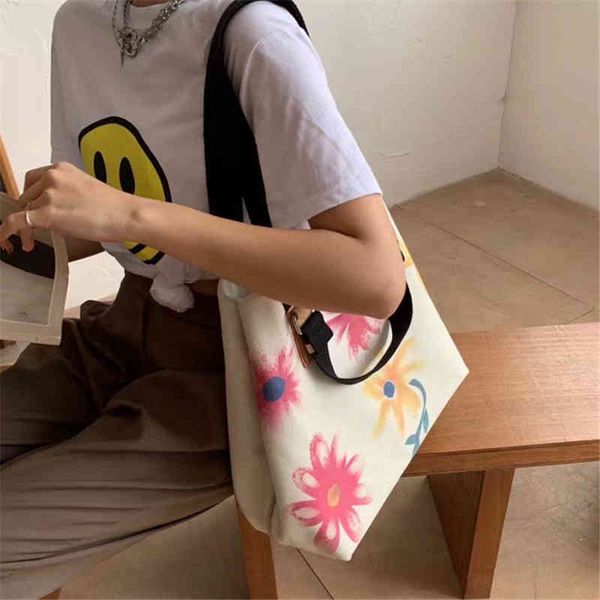 

bag holdersouth korea dongdamen 2021 new graffiti printed canvas hand large capacity shopping shoulder women's baghandbag hook