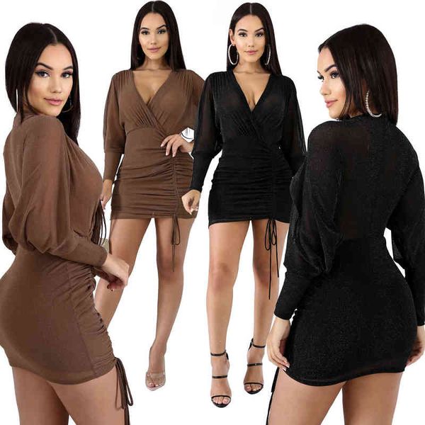 

casual dresses women's v-neck nightclub dresses h3303, Black;gray