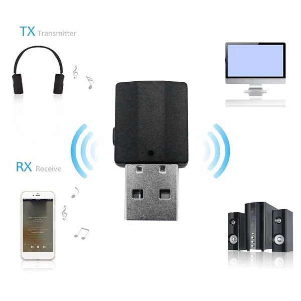 Transmissor receptor de áudio bluetooth 2 em 1 mini entrada de 3,5 mm AUX USB adaptador sem fio de música estéreo para TV, carro, PC, fones de ouvido