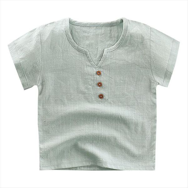 

children t shirt for boy linen boys girls cotton kids clothes summer clothing shirts, Blue