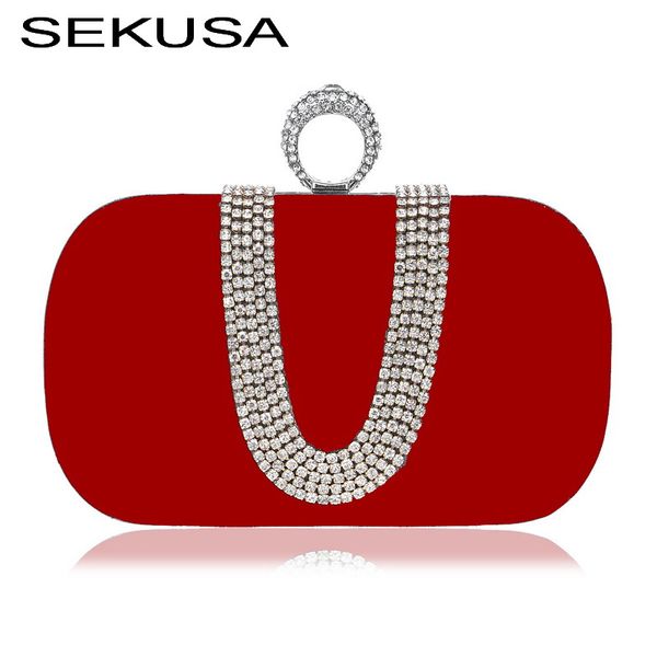 

finger ring diamonds women evening velvet fashion small day clutches mixed color wedding bridal handbags chain shoulder