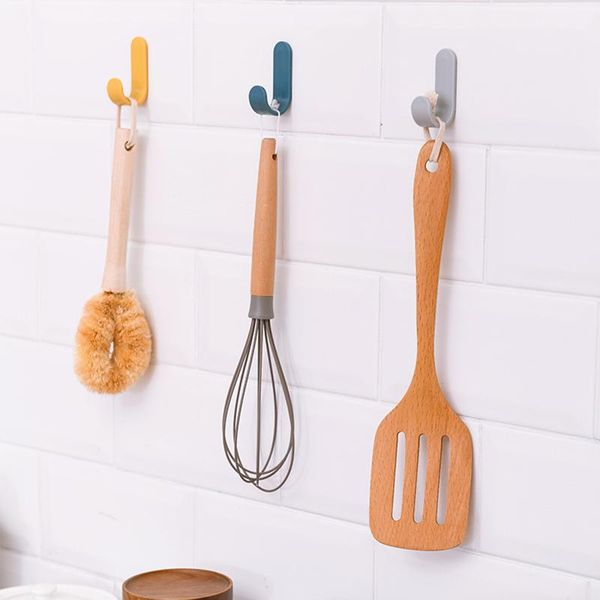 

home decoration 1set no trace j shape abs plastic pure color wall hook multi purpose nordic style self-adhesive