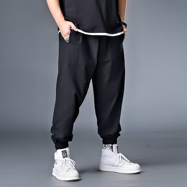 

2021 new 7xl 6xl xxxxl men casual straight japanese mens collage wide leg male streetwear trousers buttoms y94l, Black