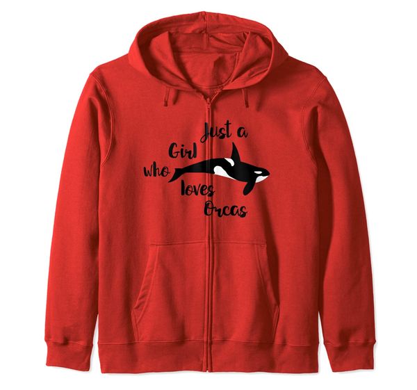 

just a girl who loves orcas zip hoodie, White;black