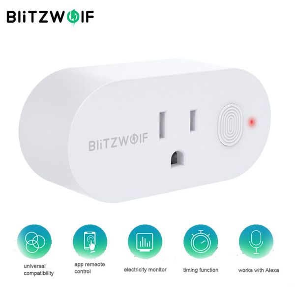

smart home control blitzwolf bw-shp12 15a 1875w us plug socket outlet wifi electricity monitor app remote timing work with alxa