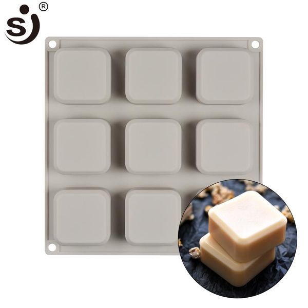 

sj brand handmade silicone molds 9-cavity mold safe bakeware square soap mold maker baking tools for cakes bread appliances