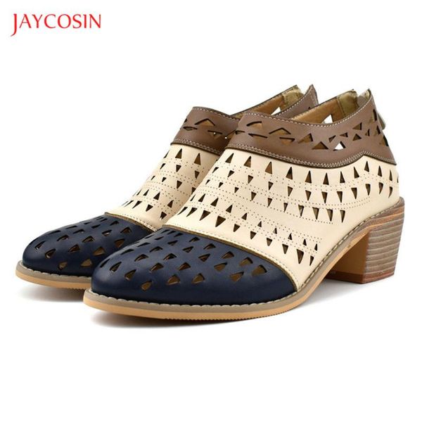 

dress shoes jaycosin women's sandals 2021 summer ladies trible colors patchwork office fashion round toe hollow breathable, Black