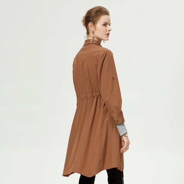 

women's trench coats [2021 spring / summer ] long sleeves thin windbreaker medium-length slim leisure jacket, Tan;black