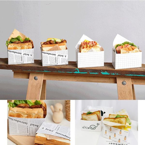 

gift wrap stripes/english spaper sandwich toast packaging box burger kraft paper bag baking lunch christmas party