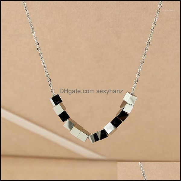 

necklaces & pendants jewelry martick fashion modern woman 13 squares pendant simple elegant link chain necklace 316l stainless steel jewerly, Silver