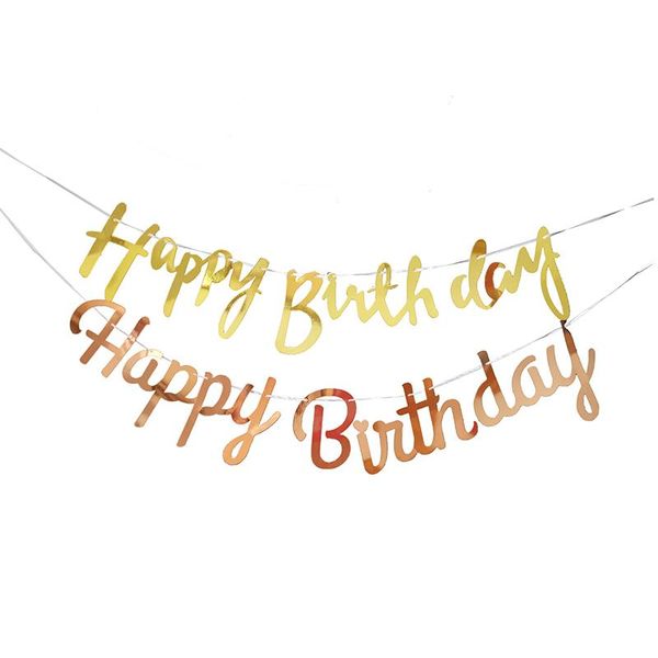 

party decoration rose gold happy birthday paper banner garland baby shower 1st bunting flag kid supplies
