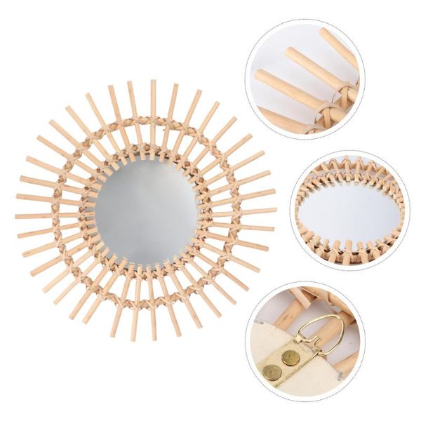 

mirrors 1pc decorative mirror wall hanging cosmetic home make-up (khaki)