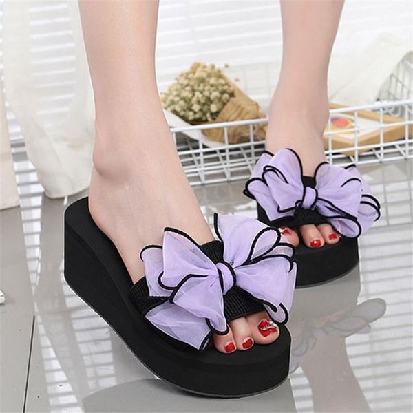

slippers women outdoor rome style summer 2021 flip flops floral sandals beach zapatos mujer platform casual shoes, Black