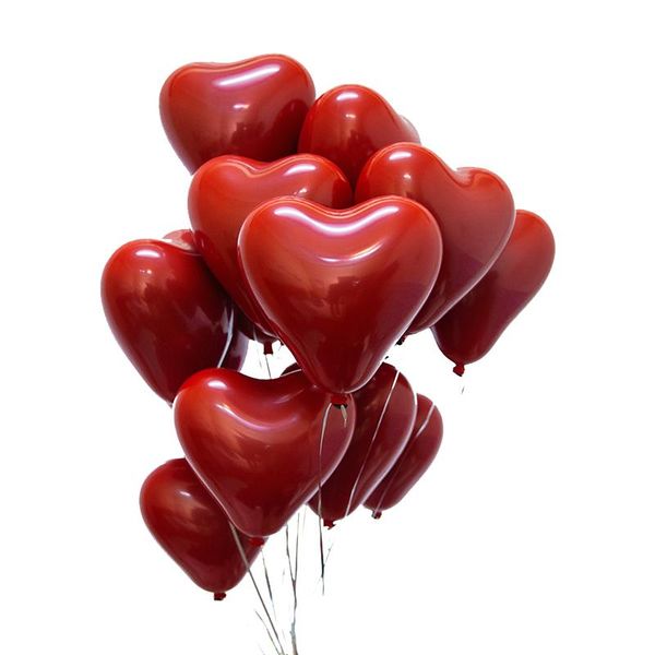 

party decoration 10pcs ruby red latex balloons love heart inflatable air helium balloon valentine's day marriage wedding decor supplies