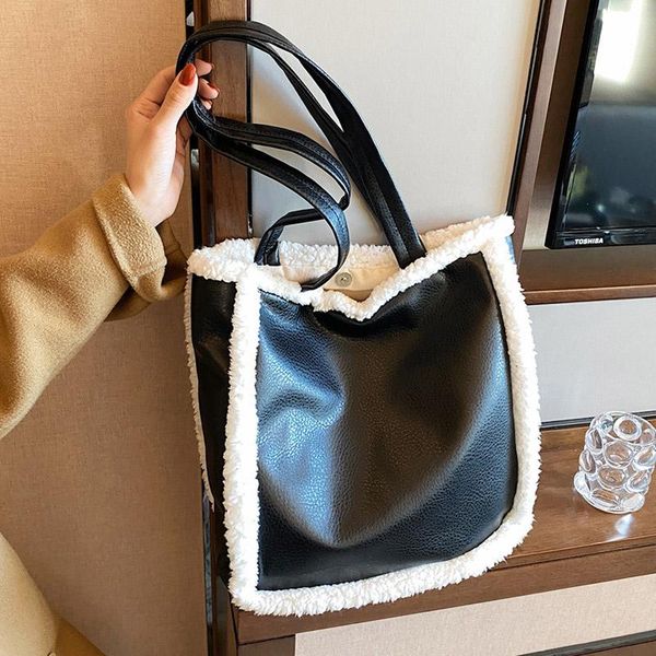

winter women's handbags shoulder bags for women 2021 new designer fashion plush pu leather crossbody bag female handle bags