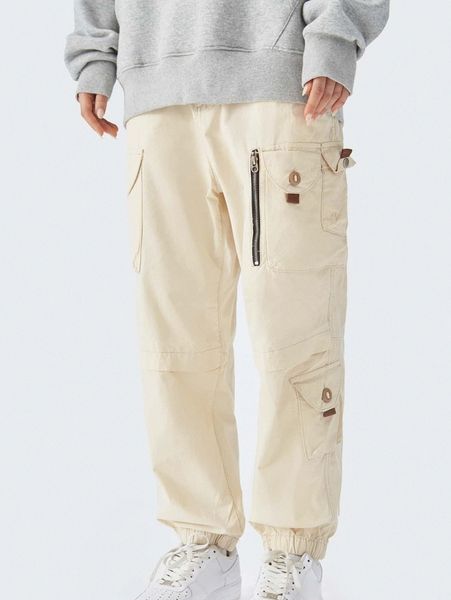 

men flap pocket zip detail cargo pants z95u#, Black