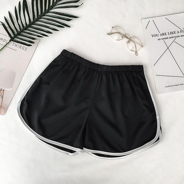 

women's shorts simple women casual patchwork body fitness workout summer female elastic skinny slim beach egde short, White;black