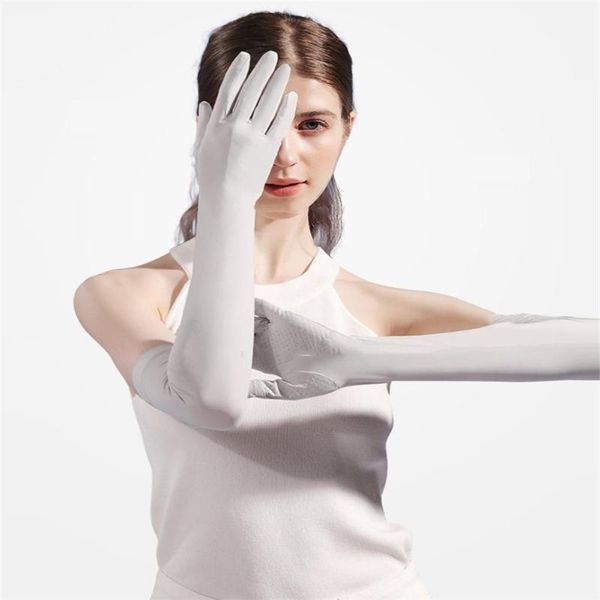 

cycling gloves 1 pair open fingered sunscreen summer ice silk outdoor non-slip breathable long sunshade sleeves, Black