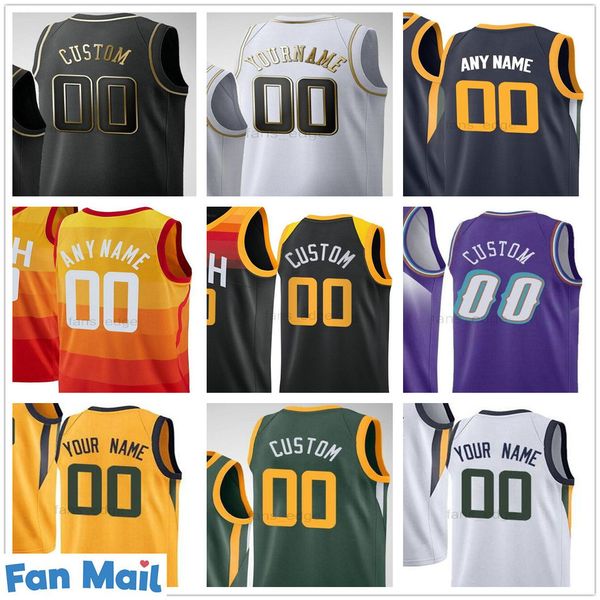 

custom printed donovan 45 mitchell mike 10 conley rudy 27 gobert bojan 44 bogdanovic 00 clarkson men women kids youth press basketball jerse, Black;red