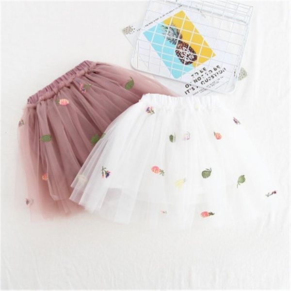 

skirts children's skirt fashion korean fruit embroidery girl spring summer mesh tutu 2 3 4 5 6 years toddler baby, Blue