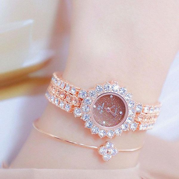 

wristwatches diamond women watch rhinestone elegant ladies watches gold clock wrist for relogio feminino, Slivery;brown