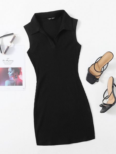 

rib-knit solid bodycon dress 790i#, Black;gray