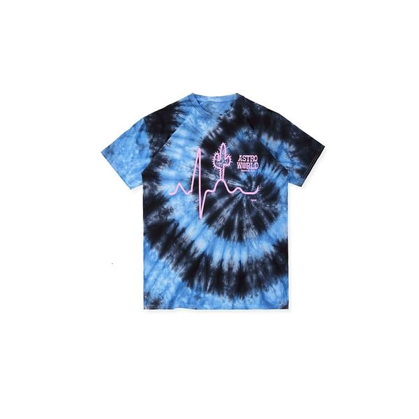 

2021 new travis scott asttroworld letter printed blue tie-dye shirts tees hiphop streetwear cotton t shirt summer style pt4c, White