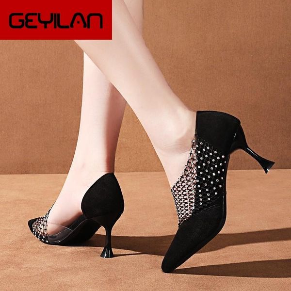 

dress shoes female fashion high heels mesh decoration breathable black pointed party daily prom pumps stiletto w32-38
