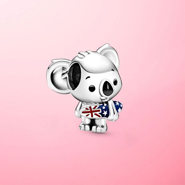 

2020 summer 925 sterling silver australia surfing koala charm beads fit original pandora bracelets diy jewelry making gift