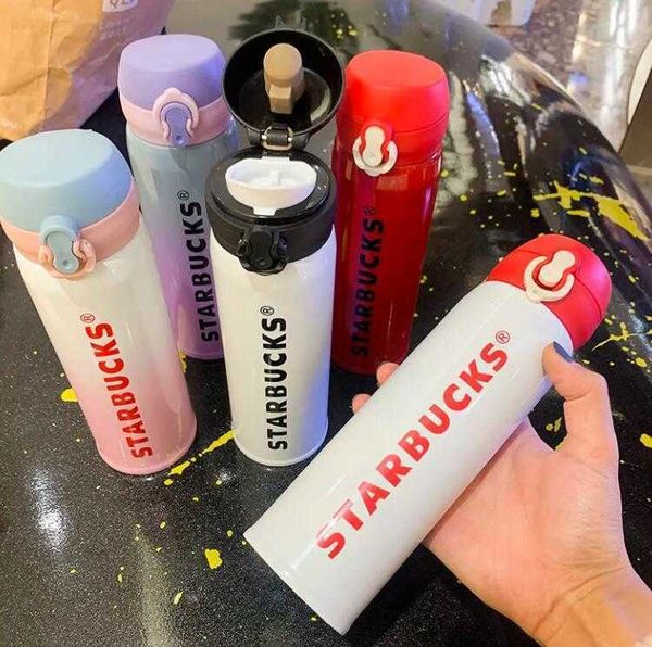 

luxury 500ml with box brand designer letter starbucks thermal insulation vacuum gradient leather water bottle mugs coffee cups men womenmwmv