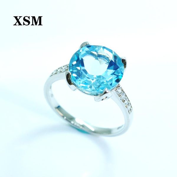 

cluster rings xsm jewelry 925 sterling silver natural blue z big size gemstone ring for women fine engagement 6-10 gift, Golden;silver