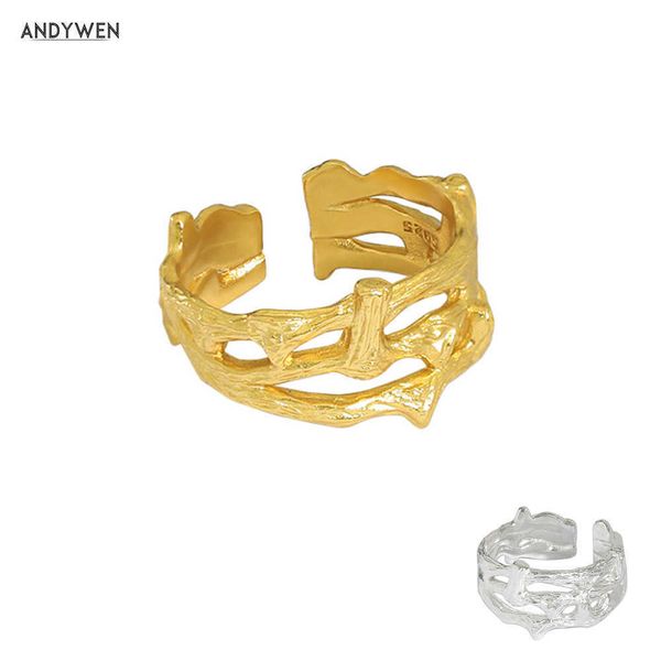 

andywen 925 sterling silver geometric rrregular resizable rings women fashionable jewelry wedding gift luxury 210608