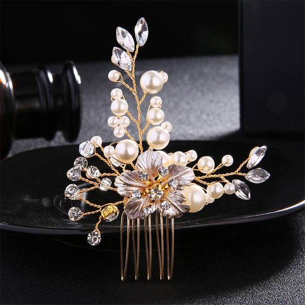 

hair clips & barrettes elegant rhinestone pearl pin wedding headpiece comb for bride and bridesmaid, Golden;silver