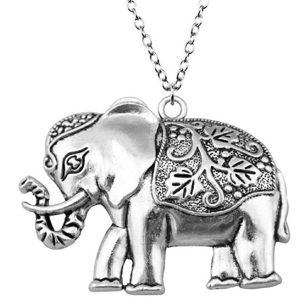 

pendant necklaces 1 piece 74x50mm elephant charms necklace for women drop supplier pendants female gift, Silver