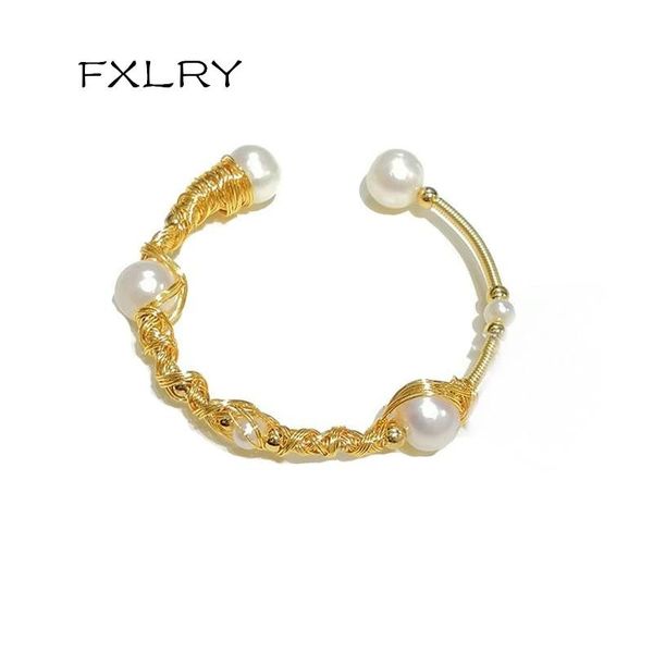 

bangle fxlry original natural baroque pearl handmade winding cuff bangles for women jewelry, Black