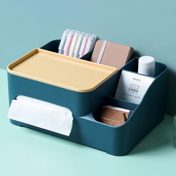 

tissue boxes & napkins multifunctional box deskdouble layer cosmetic storage makeup remote control organizer home