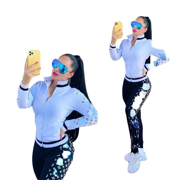 

women's tracksuits young lady sport comfortable autumn and winter letter printing fashion casual two pieces set with pants s-2xl, Gray