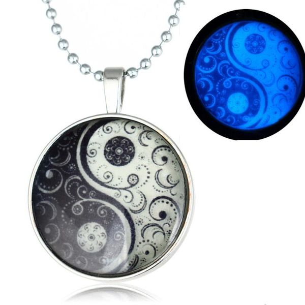 

pendant necklaces classic eight diagrams glowing necklace hollow luminous jewelry chain fashion for women gif, Silver