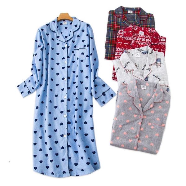 

plus size long sleep dress women sleepwear winter warm 100% brushed cotton long sleeve nightgowns women pyjamas night long dress, Black;red