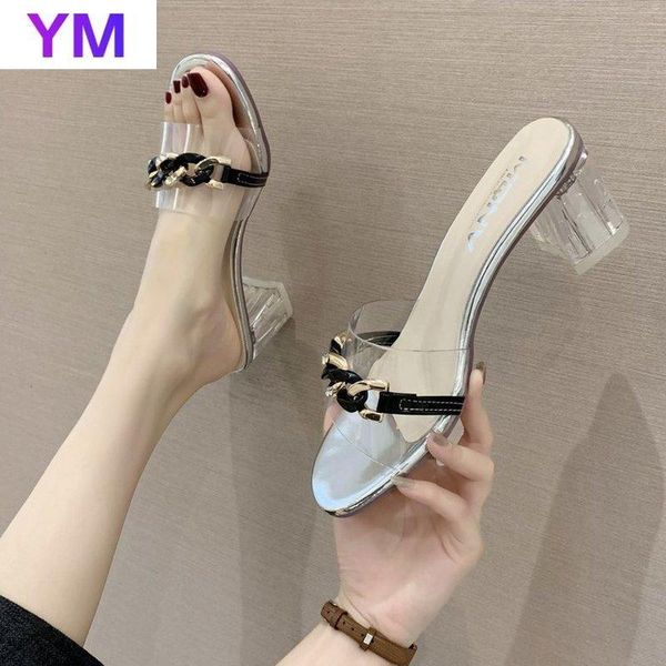 

sandals 2021 summer classic shoes slides outdoor pvc woman round toe luxury designer zapatilla casa mujer invierno, Black