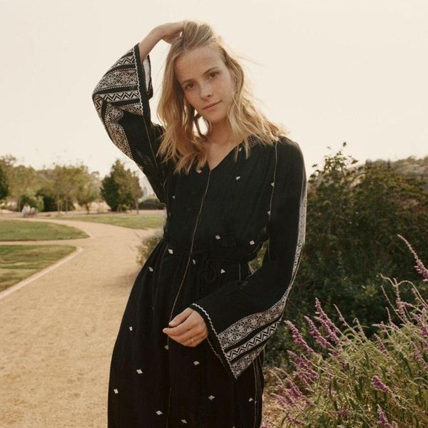 

casual dresses enthic embroidery dress women autumn long sleeve v neck tassel bohemian female beach vocation vestidos mujer robe, Black;gray