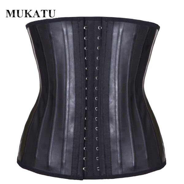 

mukatu latex waist trainer corset belly slim belt body shaper modeling strap 25 steel boned cincher gaine amincissante 211220, Black;white