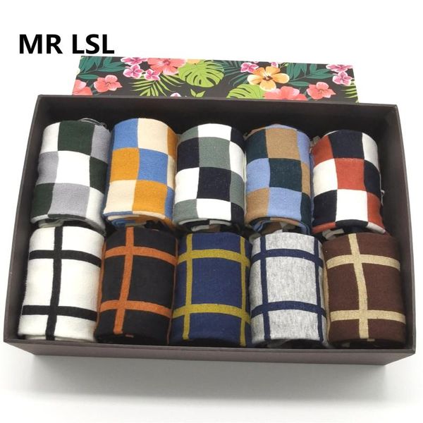 

10 pairs/lot europe fashion style design men socks colorful checkered pattern combed cotton dress sock, Black