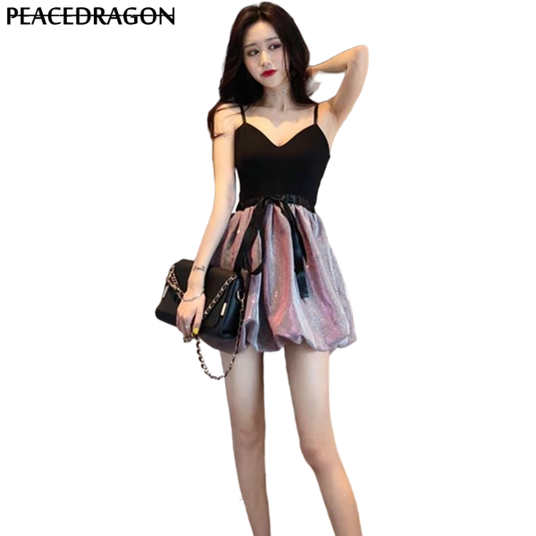 

casual dresses wome summer spaghetti strap deep v-neck sleeveless show thin fit and flare club party mini dress vestidos qz37, Black;gray