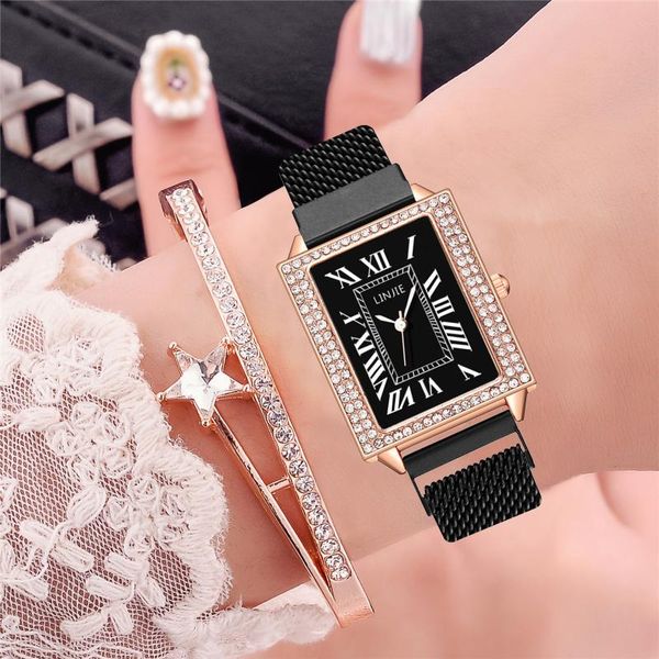 

wristwatches women luxury roma diamond watches magnetic clasp female quartz wrist, Slivery;brown