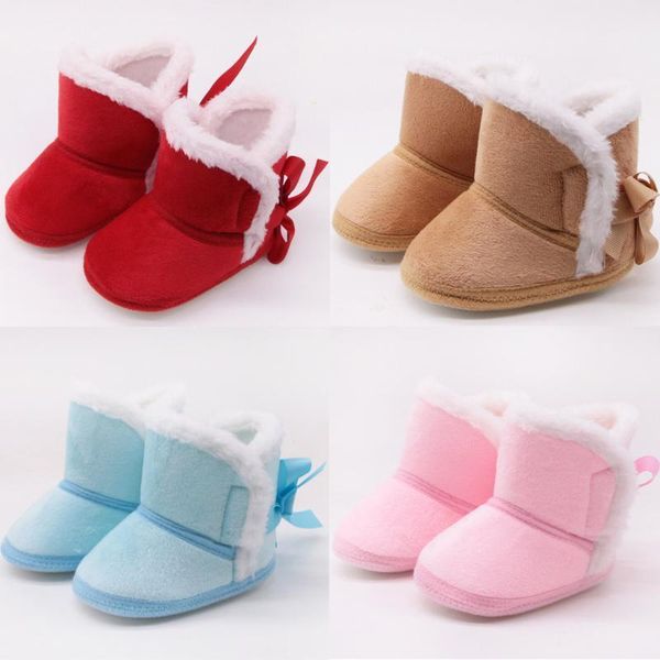 

first walkers born toddler baby girls boys snow boots, soft sole anti-slip crib shoes winter warm cozy bowknot booties11